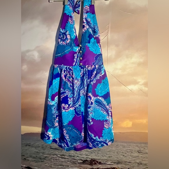 Vintage 60s Hawaiian Halter Minidress - Picture 2 of 8